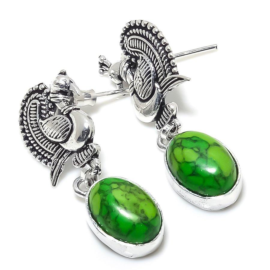 

Серьги из серебра 925 пробы с натуральным медным бирюзовым камнем 0,99 дюйма H9f99