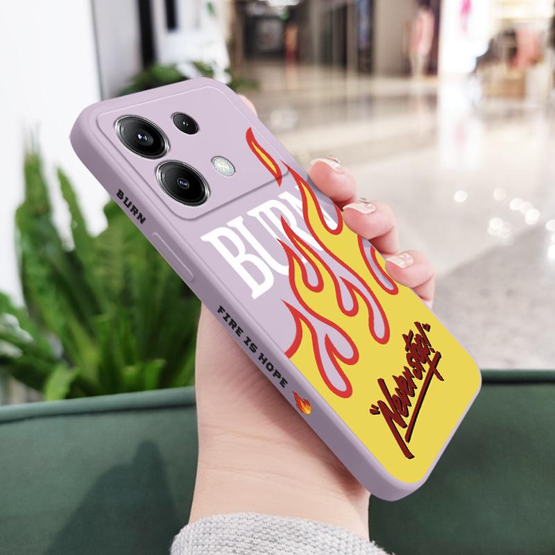 

Flame Burning Phone Case For Xiaomi Poco X6 F6 M6 M5 M5S F5 X5 F4 X4 M4 F3 M3 X3 Pro 4G 5G GT Silicone Cover Poco X3 Pro світло-фіолетового кольору