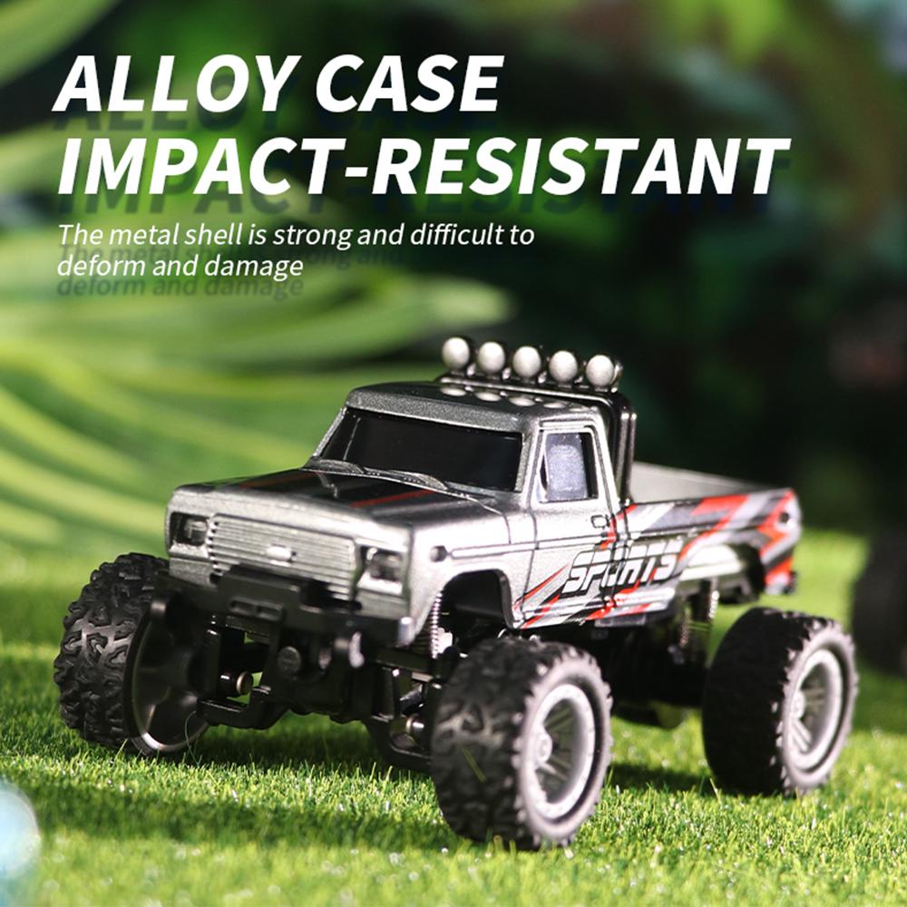 1/64 RC Car 2.4G Remote Control Mini Speed Off-road Climbing Car Alloy Desktop Vehicle with LED Light Toy for Kids Small Gifts