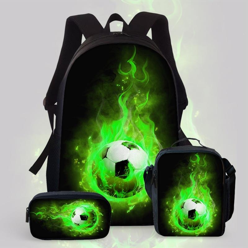 Large Capacity Schoolbag with Shoulder Strap; Student Three-piece Pencil Case Set