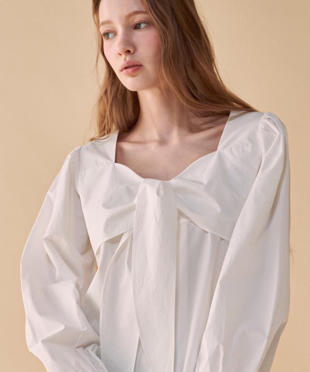 RONRON Ribbon Bow Blouse Ivory