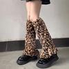 Leopard Print Leg Warmers Ruffled Design Stockings Cosplay Ankle Warmer Socks  Street Style