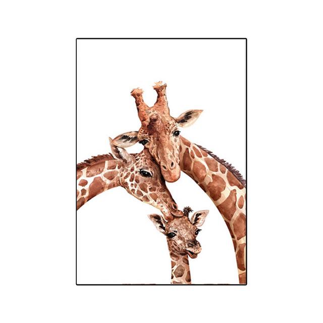 Funny Animal Family  Canvas Paintings Watercolor Cute Giraffe Posters and Print Wall Art for Living Room Wall Decoration Cuadros