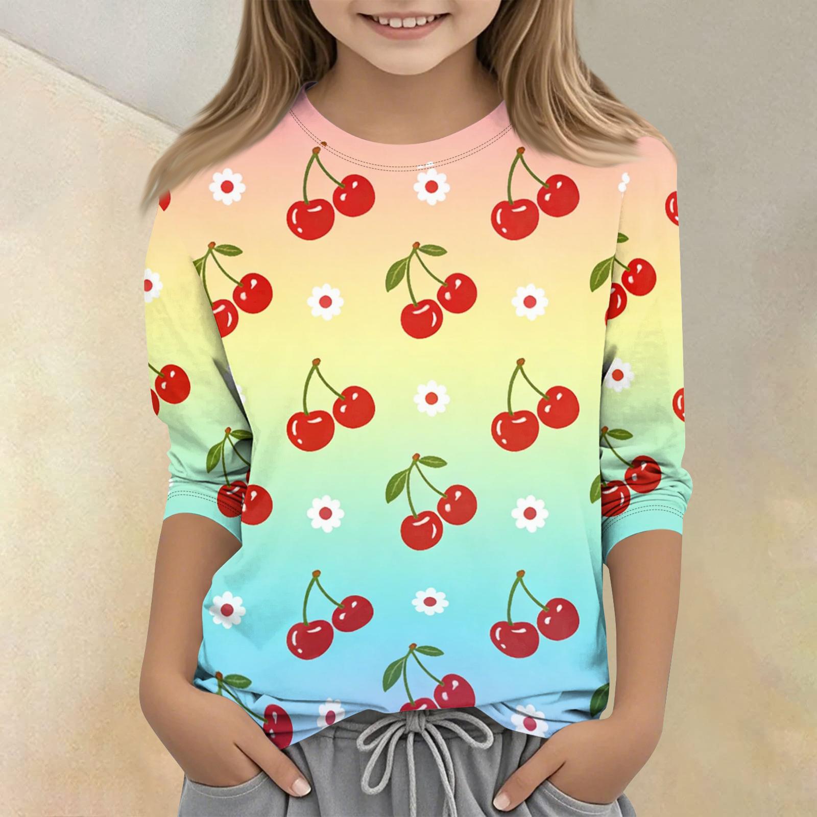 

Long Sleeve Crew Neck Girls Top with and Print Striped Pattern Soft Comfortable Casual Shirt 150