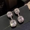 Huitan Dazzling Crystal CZ Dangle Earrings for Women Luxury Trendy Female Accessories Wedding Party Elegant Silver Color