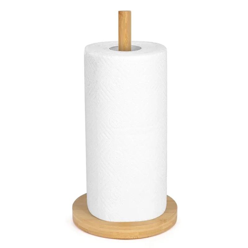 Modern Wooden Kitchen Roll Paper Towel Holder Vertical Bathroom Tissue Stand Base Disposable Paper Pot Organizer For Kitchen