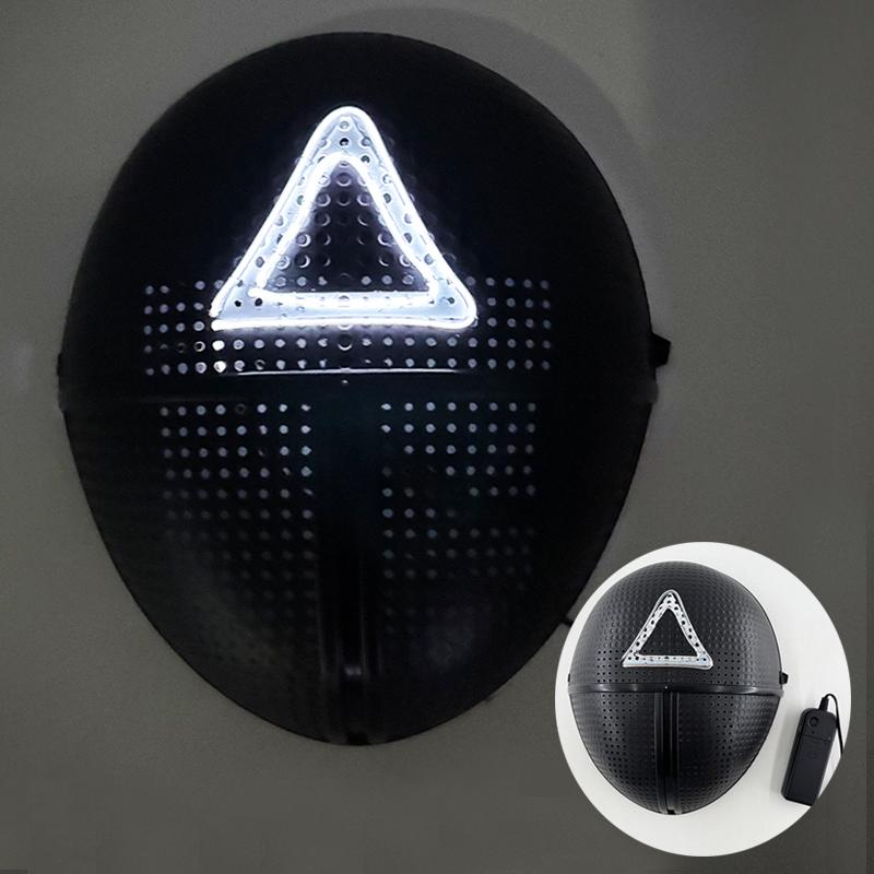 Led Light Up Mask Korean Cosplay Disguise Mask Square Circle Triangle Glowing Mask For Halloween Party Film Theme Neon Mask