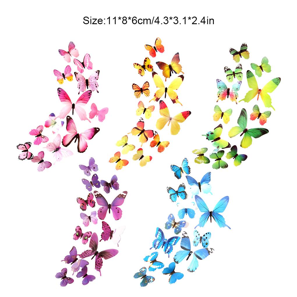 Butterflies Stickers Art Adorn Colorful Living Room 3D Background Adornment Household DIY Decal Indoor Wall Decals Wallpaper
