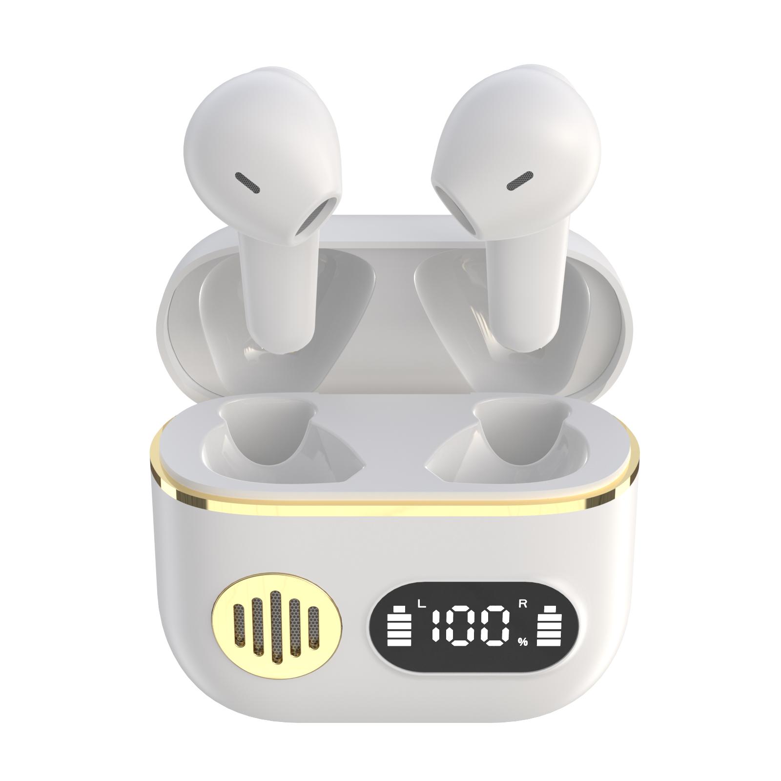 

Бездротові навушники VAORLO Retro Bluetooth 5.1 Навушники ANC шумозаглушення з мікрофоном HD Digtail Display для всіх смартфонів білий