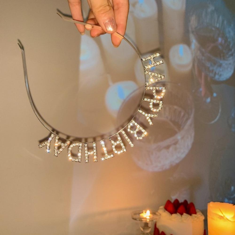 EDZON "Happy Birthday" Two(2) Headbands (Silver+RoseGold)