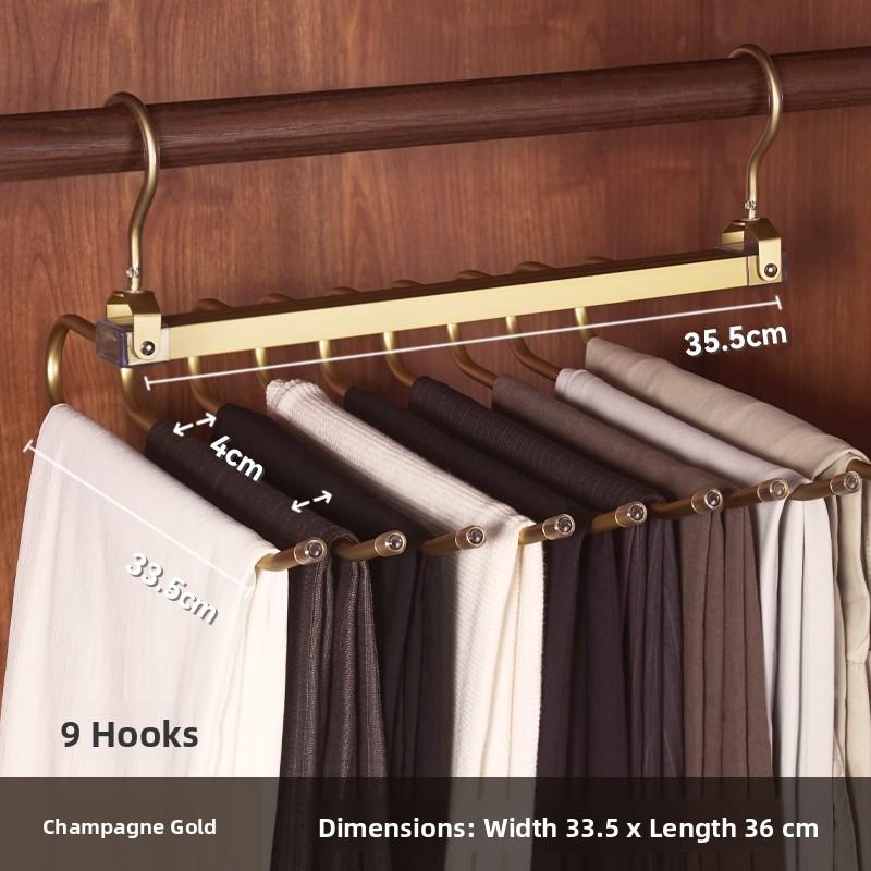 Multi-Functional Pants Hanger Space Saver No-Trace Multi-Layer Pants Hanging Closet Organizer Metal Clothes Storage Ra