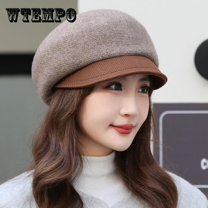 Hat Women's Autumn and Winter Knitted Warm Cap Thickened Cotton Beret Women