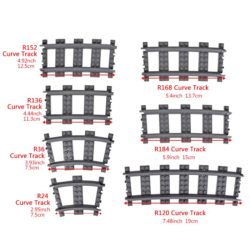 20PCS MOC City Bricks Train Flexible Construction Parts Railway Curve Track R120 Building Blocks Model Accessories Compatible