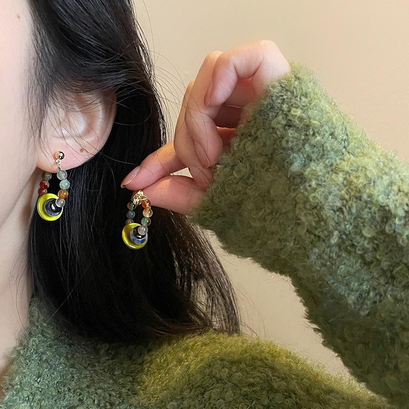 

Серьги-подвески из серебра 925 пробы с цветными бисером на спине для женщин, индивидуальные серьги с ретро-серьгами в этническом стиле