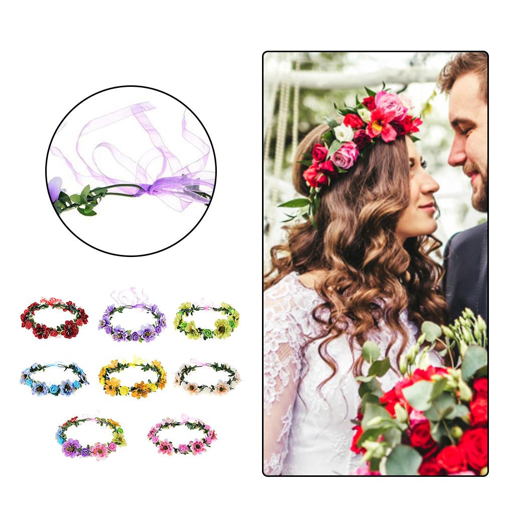 Adjustable Flowers Leaves Headband Elegant Headpiece Women Girls Hair Accessories Wreath Garland Wedding Headwear
