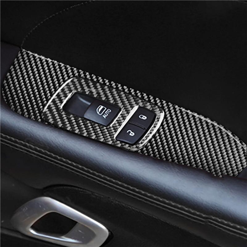 Carbon Fiber Car Windows Switch Control Panel Frame Trim Cover Sticker For Dodge Challenger 2015-2020 Auto Accessories