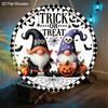 Cartoon Style Wooden Halloween Sign with Adorable Gnomes Pattern - Trick or Treat Figurine Ornaments - Ideal for Front Door, Wall, Room Decor