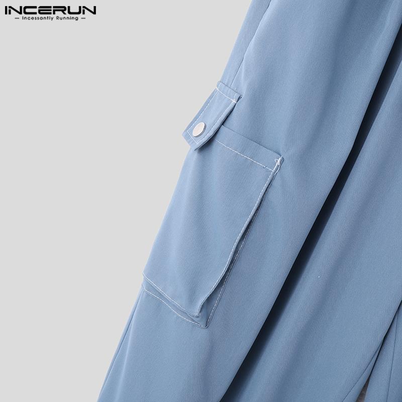 INCERUN Men Bandge Elastic High Waist Pocket Joggers Cargo Pants