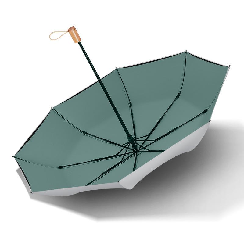 

Титановый серебристый 8K трехслойный зонт от солнца и дождя, маленький, свежий, солнцезащитный, с УФ-защитой, женский, зонт для любой погоды, ручка из массива дерева 23