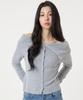 UNKNOWN PLANET Ring Snap Off-Shoulder Long Sleeve Knit Top Gray