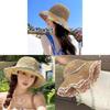 Floral Pattern Wide Brim Straw Hat With Adjustable Fit For Summer Outdoor Wear