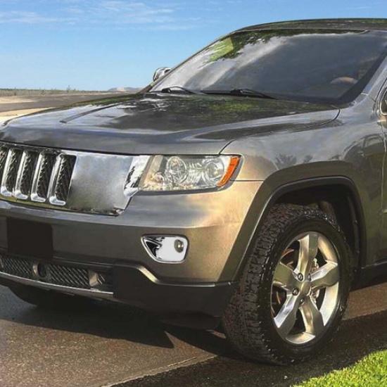 Chrome Left+Right Fog Light Lamp Cover Bezels Trim For 11-13 Jeep Grand Cherokee