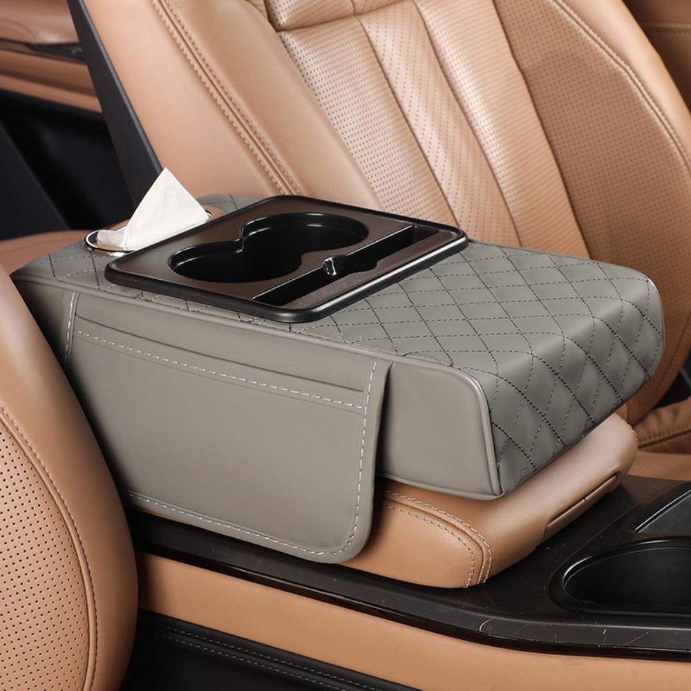

Подушка підлокітника з ПУ шкіри Портативний ящик для зберігання Подушка підлокітника для нового автомобіля Універсальна сірий