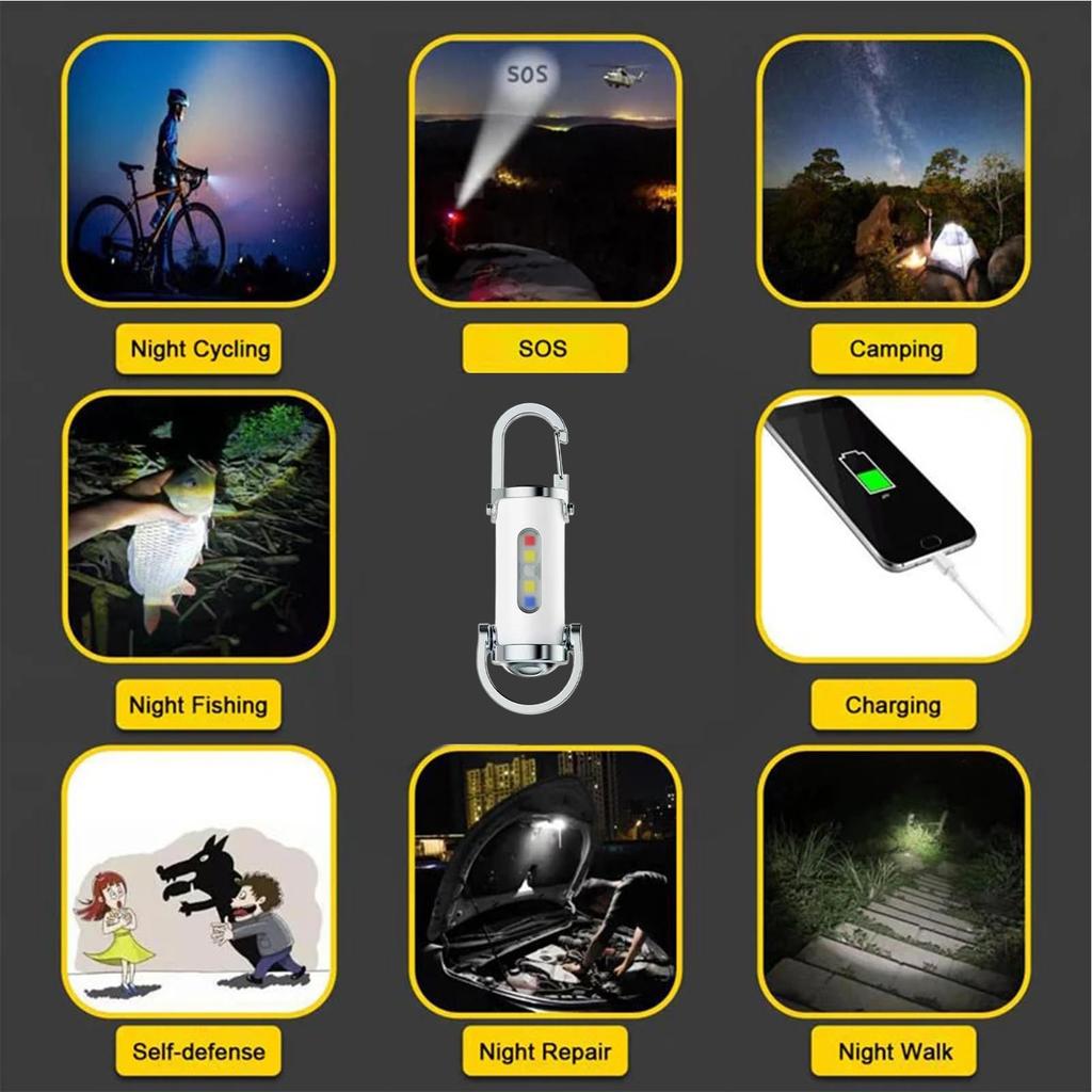 Mini Flashlight 1200 Lumen Waterproof Keychain Lamp Rechargeable Flashlights With 5 Lighting Modes For Camping Hiking Outdoor