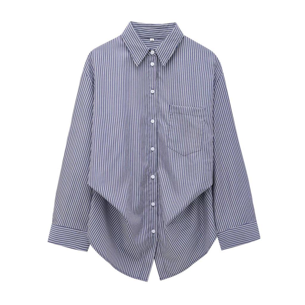European & American Style Women's Long Sleeve Batwing Striped Shirt