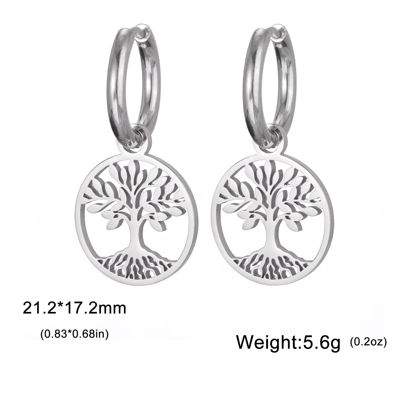 

Cazador Vintage Gold Color Star of David Tree of Life Drop Earrings Stainless Steel Amulet Jewelry Hoop Earrings Valentine Gift