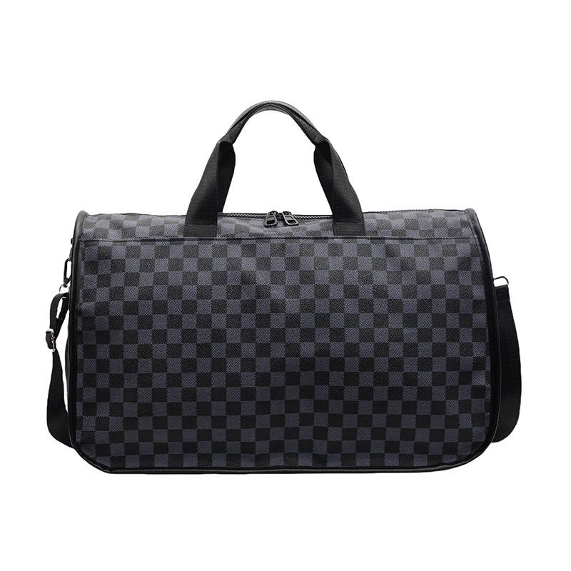 Travel bag Large capacity plaid Business trip accommodation One shoulder messenger bag Fitness yoga storage Duffel bag Fashion