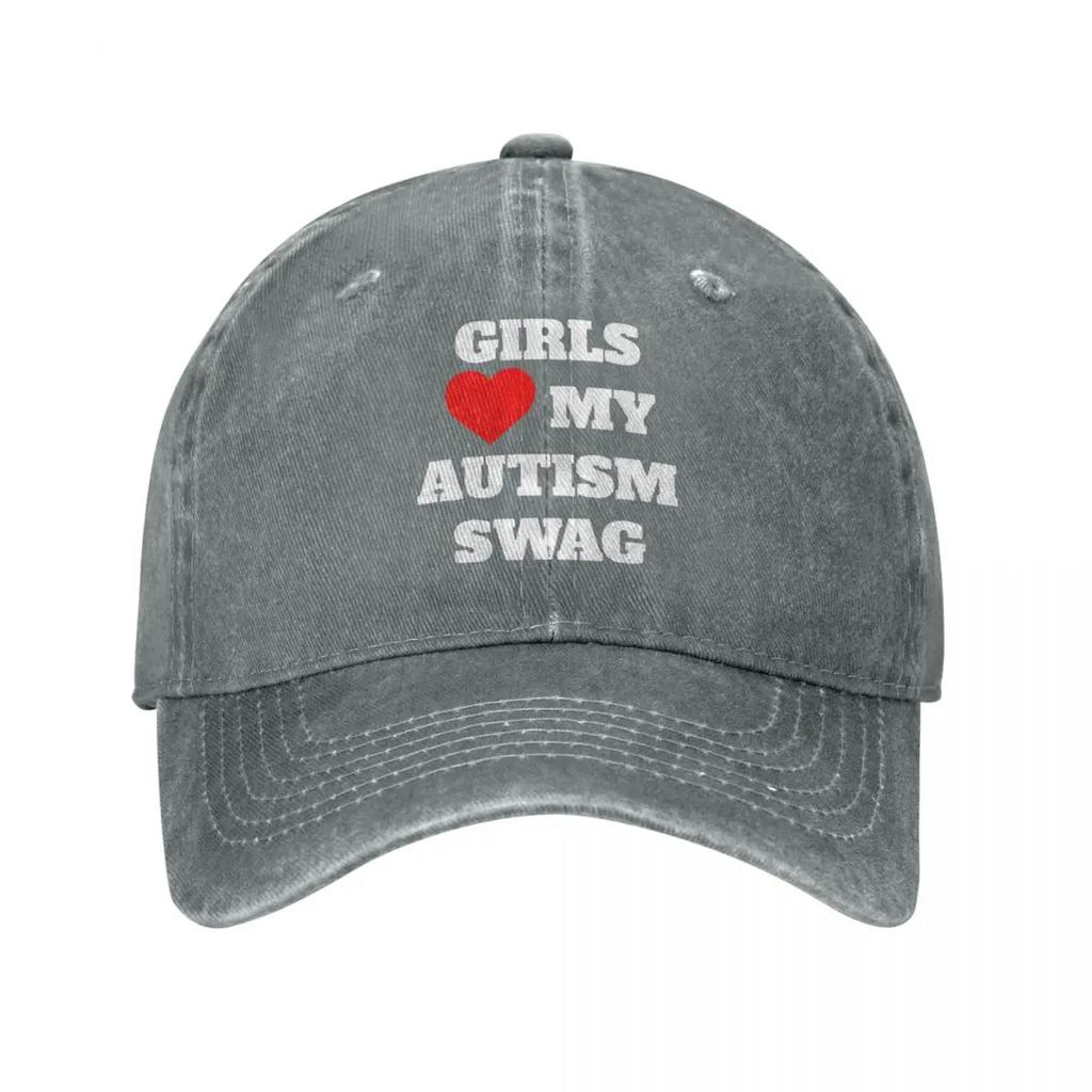 Girls Heart My Autism Swag Baseball Caps Vintage Distressed Denim Washed Snapback Hat Activities Adjustable Caps Hat