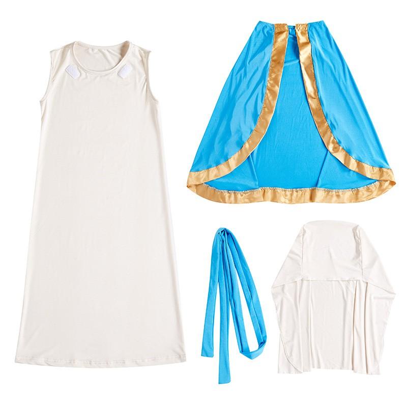Blue Gold White Cape Dress Set Western Classical Court Style Halloween Stage Parent-Child Performance Costume