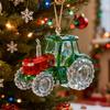 Faux Crystal Construction Truck Ornament Christmas Tree Colorful 2D Flat Acrylic Construction Vehicle Hanging Decoration Pendant
