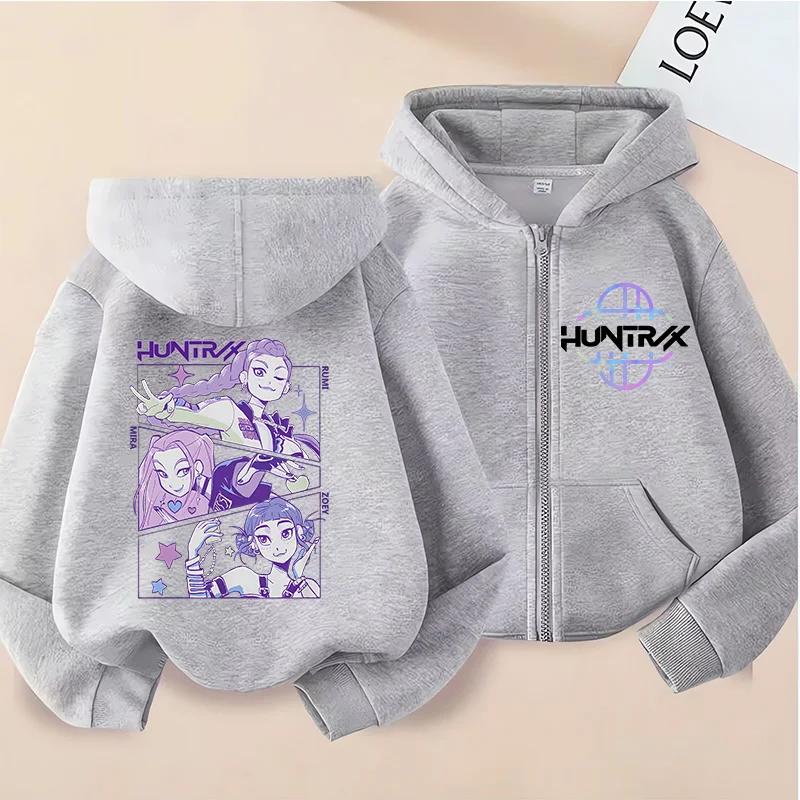 Hoodies Sweatshirts Girls Zip Sweatshirt Children's Clothing Cartoon Print Hoodie Casual Top