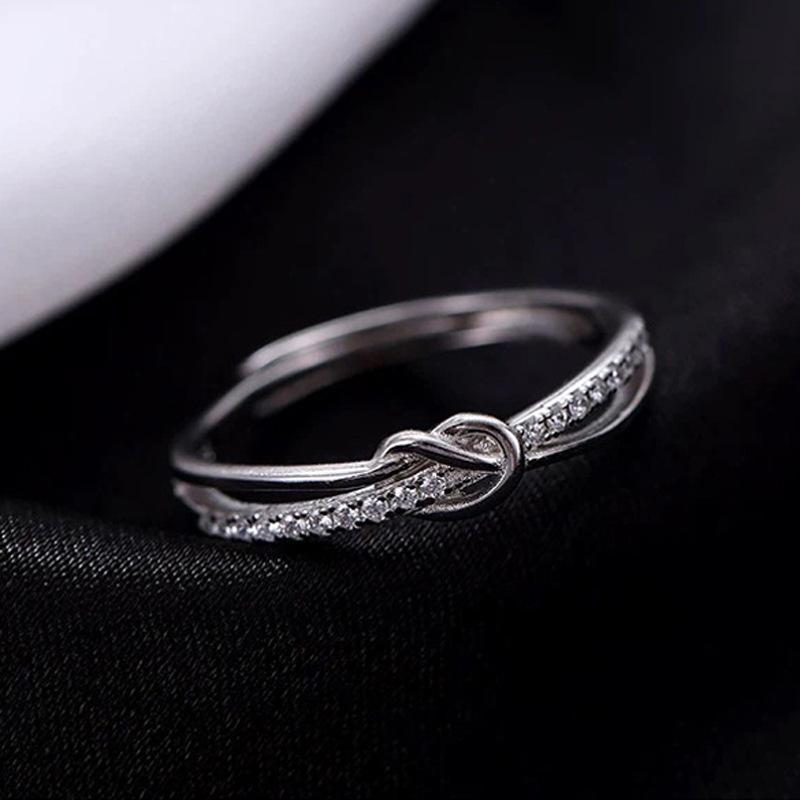 Women's Knot Bow Drill Ring: Elegant, Versatile, Openwork Design, Cross Temperament, Exquisite Luxury. Perfect for Index Finger.