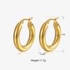 5mm Thick Round Stainless Steel Hoop Earrings for Women Classic Temperament Circle Ear Buckle Female Party Daily Jewelry