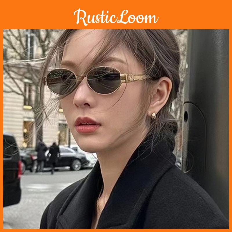 Vintage Lisa Style Sunglasses Trendy Oval Frames With Gold Metal And Uv400 Protection