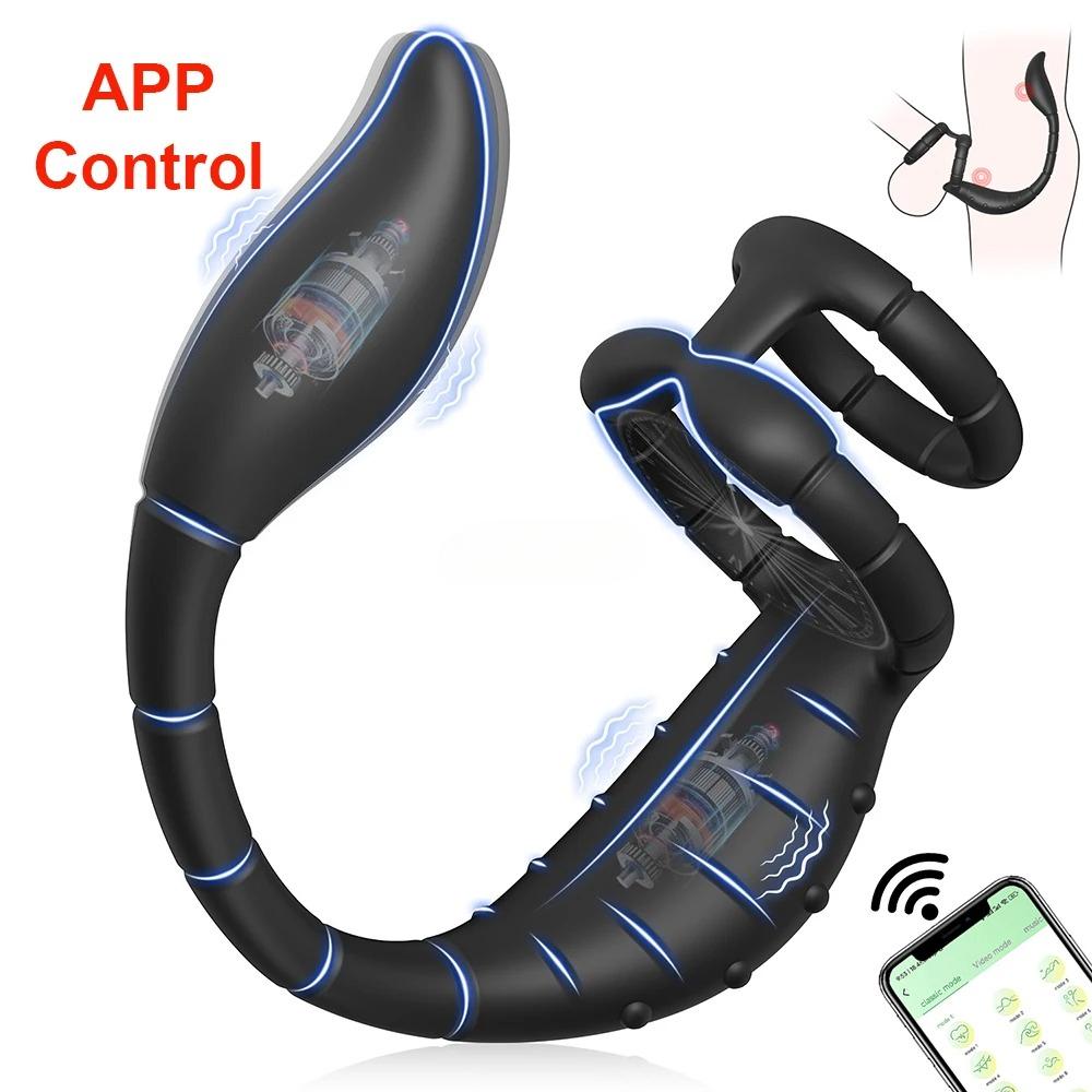 APP-Steuerung Vibrierender Butt Plug Penisring für Männer Prostata Damm Massager für Gay Anal Vibrator Penisring Tragbares Erwachsenenspielzeug Verzögerte Ejakulation