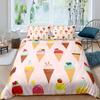 Ice Cream Duvet Cover Set Delicious Food Theme Polyester Quilt Cover King Queen Full Size For Kids Bedding Set With Pillowcase