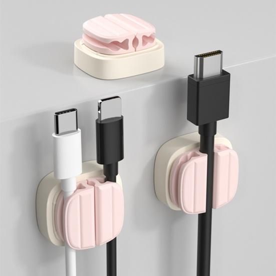 3 Pcs 3-in-1 Cord Organizer Spring Clip Holder Small Desk Cable Organizer Clips Adhesive