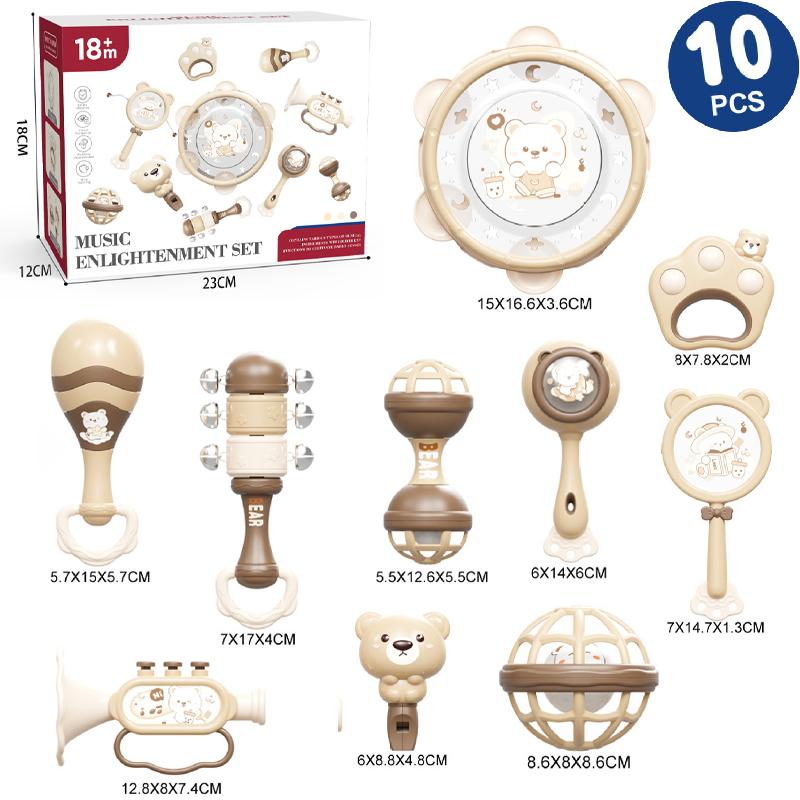 Baby Musical Instruments Set Montessori Handbell Sand Hammer Orff Ringing Instrument Infant Early Visual Stimulation Sensory Toy