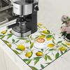 Lemon Fruits Coffee Mat Absorbent Dish Drying Mat for Kitchen Counter Rubber Backed Coffee Bar Fit Under Espresso Machine