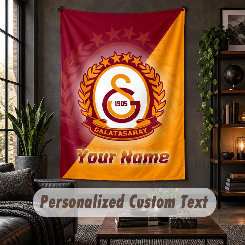 Arazzo da Parete Stampa Galatasaray FC Testo Nome Personalizzato Appeso a Parete Decorazione per la Casa