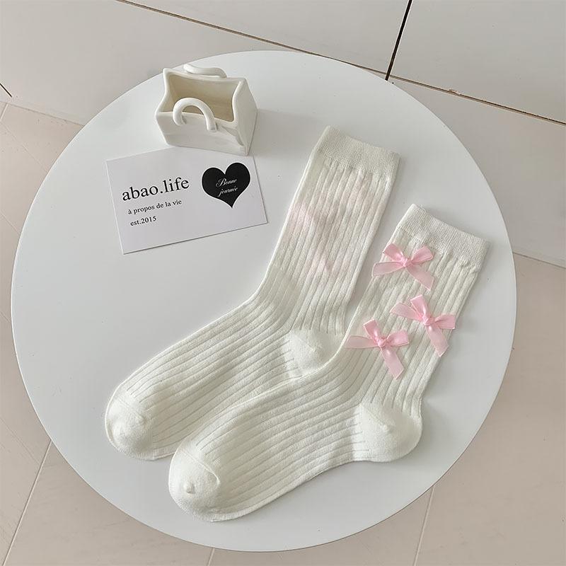 

Girl s JK Socks Japanese School Style Bow Balletcore Stacked Thigh High Sock Spring Fall Calf Sock Trendy Instagram Fashion One Size
