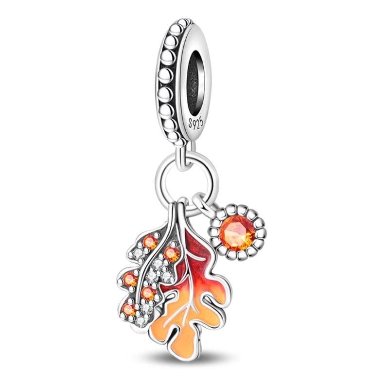 Copper Golden Autumn Series Charms Beads Scarecrow Pumpkin Maple Leaf Charms For Women Fine Diy Jewelry