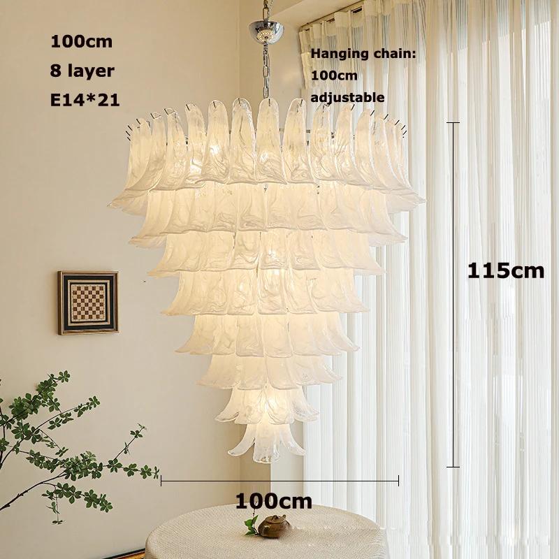 Nordic luxury Chandelier French glass pendant light dimmable LED light living room hotel bedroom decorative lighting fixtures