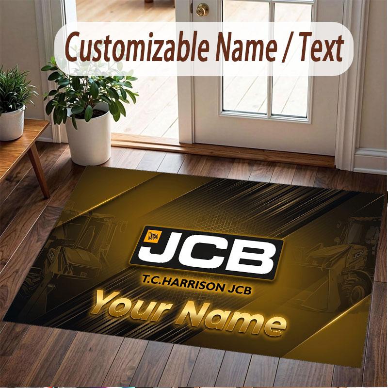 Custom Rug JCB Pattern Print Name Text Soft Non‑Slip Floor Carpet for Home Indoor Decoration