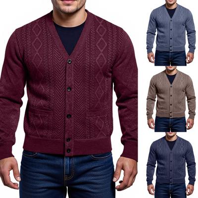 Herren  Trend  Freizeit  Locker  Fleecefutter  Oberbekleidung  Strickjacke  Strick  Pullover  Mantel