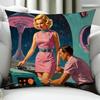 Retro Medieval Futuristic Space Cushion Cover Birthday Anniversary Gifts Double Sided Printed Zipper Cushion Cover Soft Skin